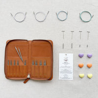 Set de agujas intercambiables PAMIR 3.5” con estuche en piel / Lotus Yarns