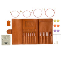 Set de agujas intercambiables de aluminio ALPS 3.5” con estuche en piel / Lotus Yarns