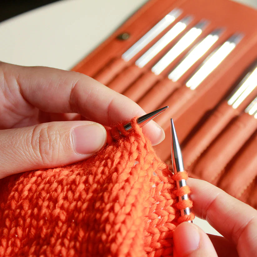 Set de agujas intercambiables PAMIR 5” con estuche en piel / Lotus Yarns