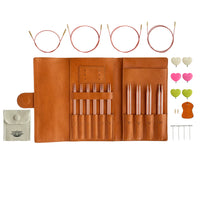 Set de agujas intercambiables de aluminio ALPS 5” con estuche en piel / Lotus Yarns